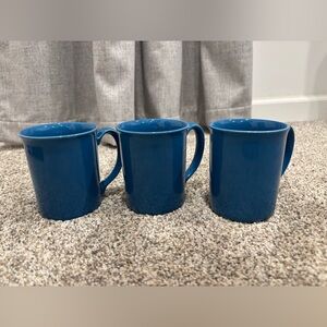 Vintage Corning Blue Stoneware Coffee or Tea mugs Set of 3